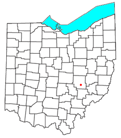 Location of Duncan Falls in Ohio