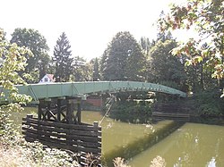 The 119th Street footbridge over the upper portion of the Duwamish River leading to historic Riverton, seen here from the Allentown side