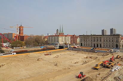 View of the reconstruction site from the Humboldt Box, 21 April 2013