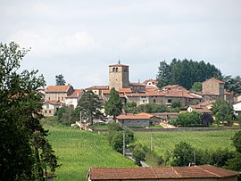 The church and surrounding buildings in Haute-Rivoire
