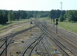 Railway from the pedestrian bridge in Gaižiūnai