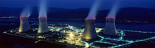 The Cruas nuclear power plant at night