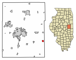 Location of Homer in Champaign County, Illinois.