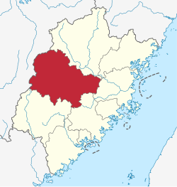 Location of Sanming City in Fujian