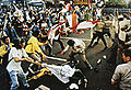 Image 17University students and police forces clash in May 1998 (from History of Indonesia)