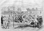 Depiction of a "football" game in London, 1868. Illustration by Godefroy Durand.