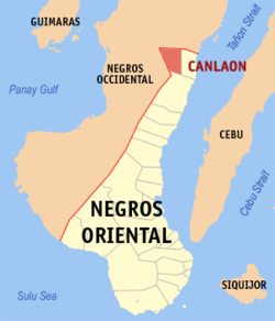 Map of Negros Oriental with Canlaon highlighted