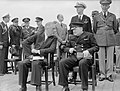 Image 36Winston Churchill (right, during the Atlantic Conference), consistent advocate of continential European integration, later along with his son-in-law Duncan Sandys (from History of the European Union)