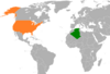 Location map for Algeria and the United States.