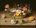Image 6 Ambrosius Bosschaert Painting credit: Ambrosius Bosschaert Ambrosius Bosschaert (1573–1621) was a Flemish-born Dutch still-life painter and art dealer. A rising interest in botany and a passion for flowers led to an increase in still-life paintings of flowers at the end of the 1500s in the Netherlands and Germany, and Bosschaert was the first great Dutch specialist in the genre. In this oil-on-copper painting, butterflies, a dragonfly, a bumblebee and a caterpillar are nestled among roses, forget-me-nots, lilies-of-the-valley, tulips and other flowers. The painting is in the collection of the J. Paul Getty Museum in Los Angeles, California. More selected pictures