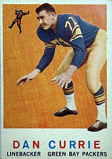 Currie's Topps trading card showing a picture of him in uniform