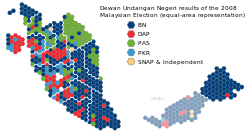 ☎∈ Equal-area representation of state constituencies as elected in 2008.