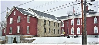 The Fulton County Jail, built in 1773 and expanded c.1806, became Fort Johnstown and was the headquarters of American militiamen who fought in the Battle of Johnstown in the American Revolutionary War. (NRHP)