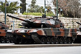 The Leopard 2 HEL of the Greek Army, using a full MEXAS package, for frontal, side as well as upper glacis and crew hatch protection.