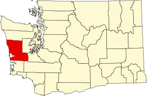 Map of Washington highlighting Grays Harbor County