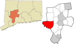 Southbury's location within the Naugatuck Valley Planning Region and the state of Connecticut
