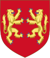 Lions combatant or armed and langued azure