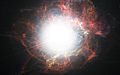 Image 68Artist's impression of dust formation around a supernova explosion. (from Cosmic dust)