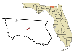Location in Hamilton County and the state of Florida