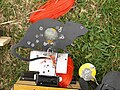 A rat knock-over metal air gun field target.