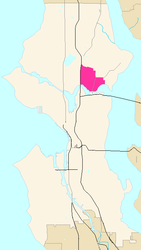 Map of the University District's location in Seattle