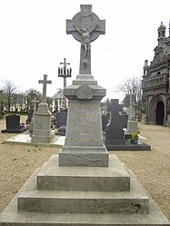 War memorial with distant view of calvary