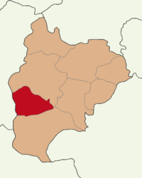 Map showing Pazaryeri District in Bilecik Province