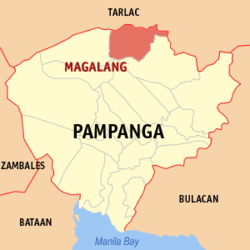 Map of Pampanga with Magalang highlighted