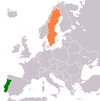 Location map for Portugal and Sweden.