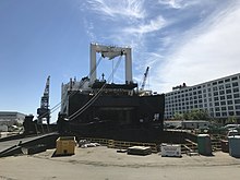 USNS T-AKR-302 Seay at the Boston Drydock for maintenance