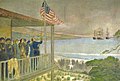 Image 51Forces raising the U.S. flag over the Monterey Customhouse following their victory at the Battle of Monterey (from History of California)