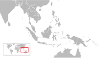 Map indicating locations of Brunei and Singapore