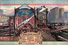 A cross-cut drawing of Grand Central, showing its rooms, passages, tunnels, and tracks
