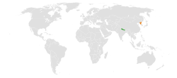 Map indicating locations of Nepal and North Korea