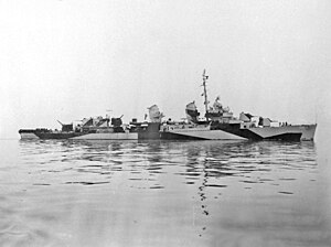 Broadside view of USS Bradford (DD-545) off Mare Island on 19 October 1944.