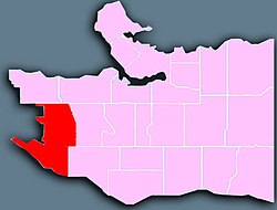 Location of Dunbar–Southlands in Vancouver