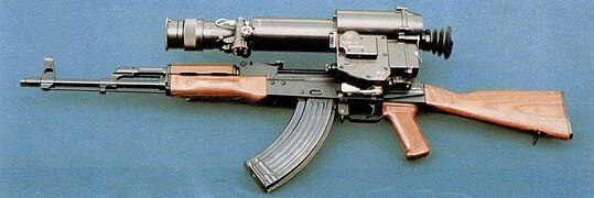AKM with NSP-3 night sight mounted on side rail