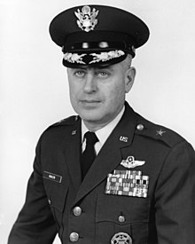 1970 black and white head and shoulders photo of U.S. Air Force Brigadier General Frank L. Gailer in dress uniform and cap