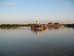 Ferry crossing the Kilombero River near Ifakara, Kilombero District