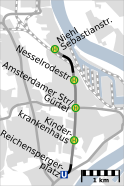Map of the Amsterdamer Straße line