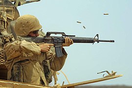 Firing M16A2 in three-round-burst