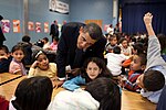 Barack Obama talks with third and fourth grade students, 2009