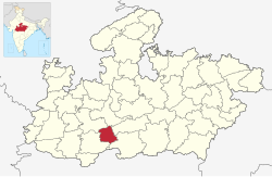 Location of Harda district in Madhya Pradesh