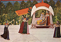 Krishna and Radha in a pavilion