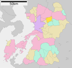 Location of Ōzu in Kumamoto Prefecture