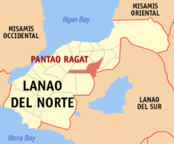 Map of Lanao del Norte with Pantao Ragat highlighted