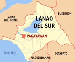 Map of Lanao del Sur with Pagayawan highlighted