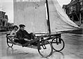 Image 12 Land sailing Photo credit: Bain News Service An early 20th-century sail wagon, used in the sport of land sailing, in Brooklyn, New York. Land sailing is the act of moving across land in a wheeled vehicle powered by wind through the use of a sail. Although land yachts have existed since Ancient Egypt, the modern sport was born in Belgium in 1898. More selected pictures