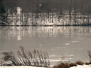 A frozen Frances Slocum Lake