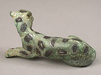 Roman brooch in the form of a panther, copper alloy inlaid with silver and niello, 100-300